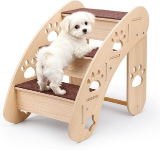 Wooden Dog Stairs 3 Step Pet Stairs for Small Dogs and Cats Non Slip (3 steps)