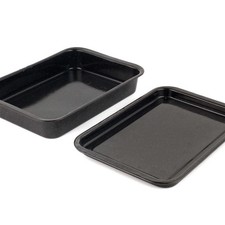 Russell Hobbs Roasting Pan Baking Oven Tray 2 Piece Set 36 cm Vitreous Enamel