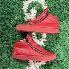 Taglia 11 - Giuseppe Zanotti Sneakers Mid Top Zip Pelle Rossa - Indossate (44)