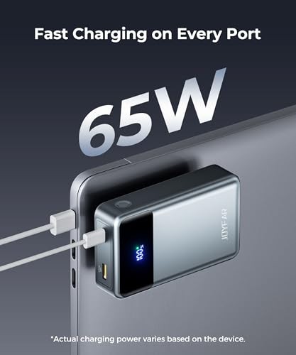 JOYFAR PORTABLE CHARGER POWER BANK 30000MAH 65W LAPTOP TRAVEL ESSENTIALS - GREY