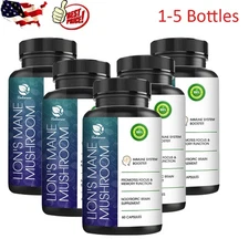 Lion's Mane Mushroom Complex Supplement Chaga,Reishi,Shiitake, Immune 60 Capsule