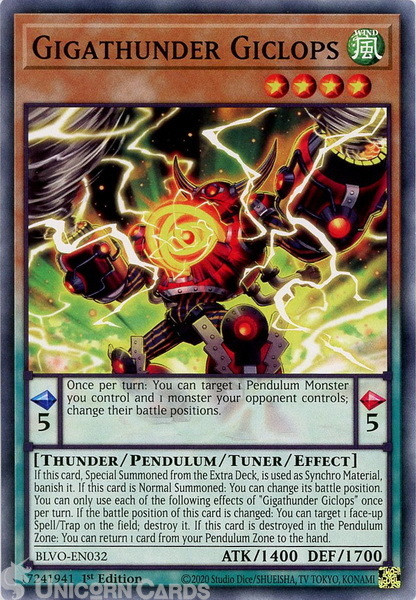 BLVO-EN032 Gigathunder Giclops Common 1st Edition Mint Yu-Gi-Oh! Card