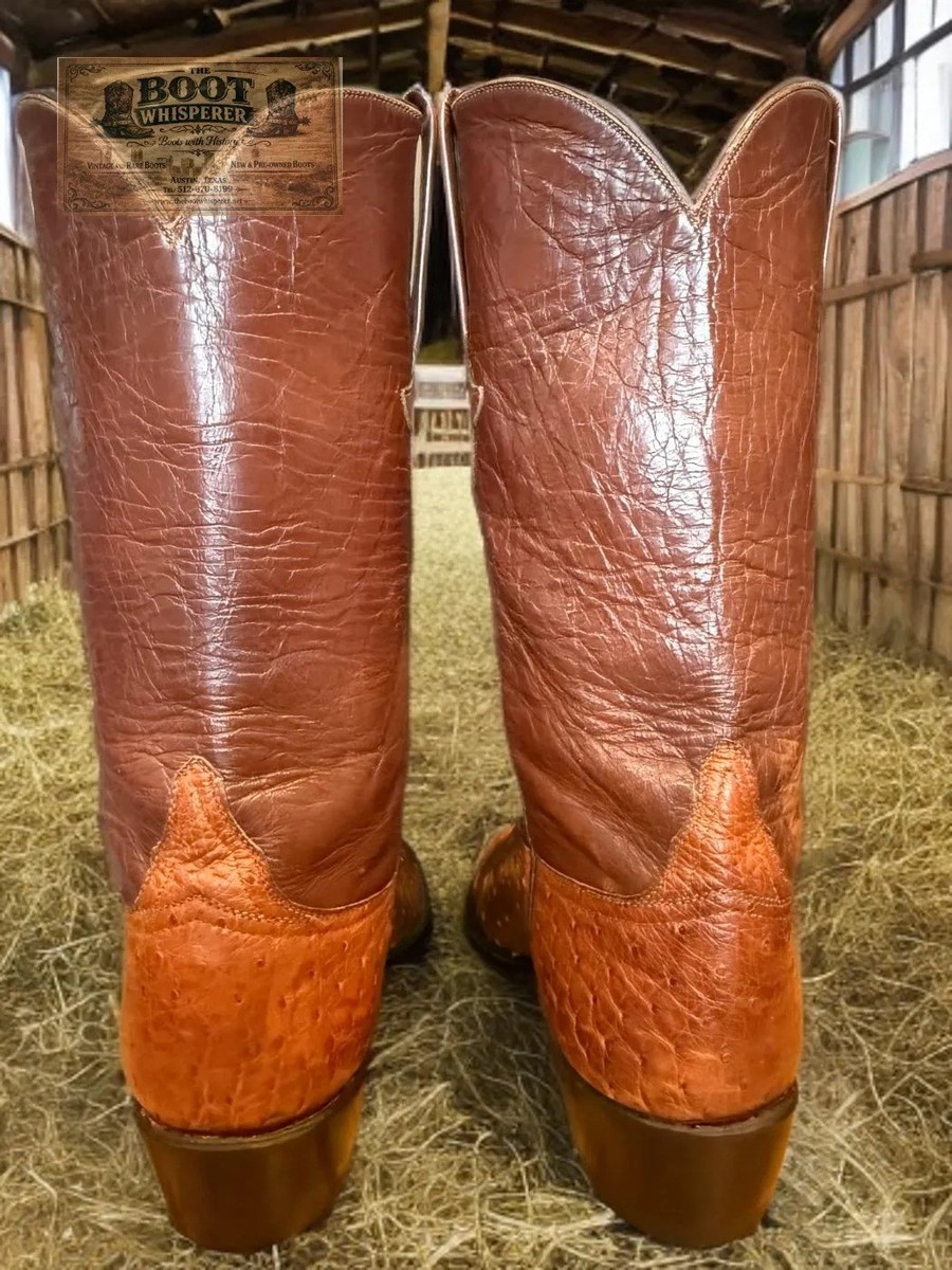 Lucchese Classcis Handmade 2001 Inlay Exotic FQ Ostrich Brn Sz 9.5