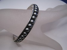 Bracelet Jonc Vintage Argent Foncé Style Biker Ø 6,6 cm ~ 8 g