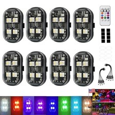 Upgraded 8PCS 4Leds RGB Wireless Led Lights for Car with Remote, 8-Color High