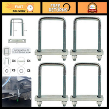 4 Pack Square U-Bolt Set for 4" Leaf Springs - Galvanized Steel Clamp for Traile