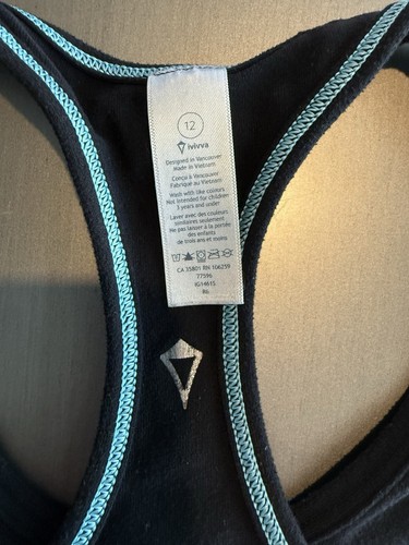 IVIVVA By Lululemon Girls Seamless Racerback Reversible Tank Top Black Sz 12 - Picture 6 of 9