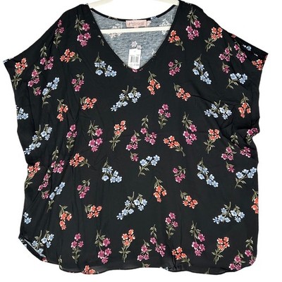 Philosophy Republic Clothing Woman Botanical Print V-Neck Blouse Women's 3X NWT