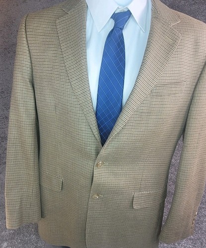 Ralph Lauren Silk Wool Blazer Mens 42L Jacket Sport Coat Houndstooth Suit Coat - Picture 5 of 12