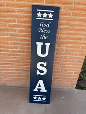 Patriotic Dual Sided Porch Leaner Welcome Sign "God Bless the USA"
