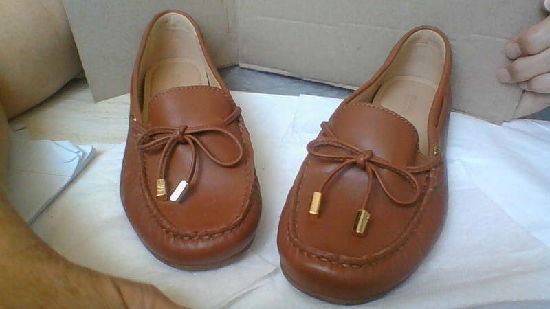Michael Kors Womens Loafer Flats Brown Leather Bow Round Toe Slip On 7M