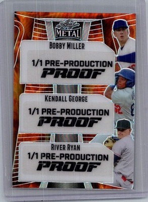 Bobby Miller Kendall George River Ryan Leaf Baseball 1/1 Pre Production Proof