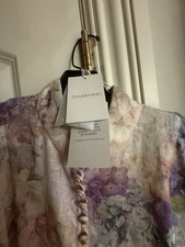 NWT Zimmermann Dawning Buttoned Midi Linen Dress Multi Hydrangea AU3 L