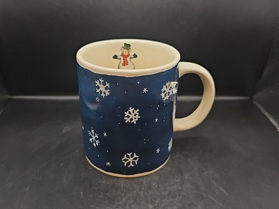 Boyds Bears Blue Mug Snowflakes Winter Christmas Bearware Pottery Coffee Cup