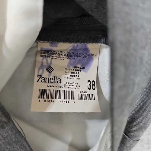 Pantalones de vestir Zanella Duncan para hombre talla 38 gris plisado 100 % lana puño dobladillo Italia - Imagen 3 de 9