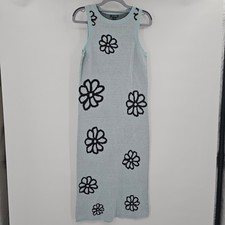 Wild Fable Womens Floral Sleeveless Knit Sweater Dress Blue Black Daisy Large
