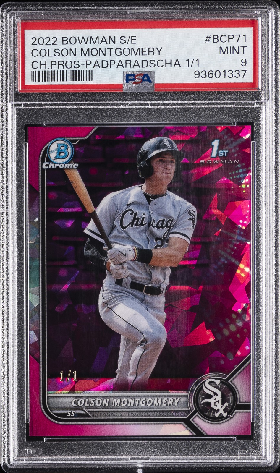 2022 BOWMAN SAPPHIRE EDITION CHROME PADPARADSCHA COLSON MONTGOMERY 1/1 PSA 9