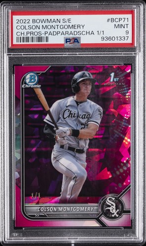 2022 BOWMAN SAPPHIRE EDITION CHROME PADPARADSCHA COLSON MONTGOMERY 1/1 PSA 9