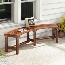 Patio Curved Bench Solid Wood Fire Pit Bench