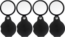 4 Pack 10X Mini Magnifying Glass Folding Pocket Magnifier Glass Loupe with Black