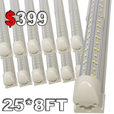 25/Pack Integrated LED Tube 8FT Double Row LED Shop Light Fixture 18000LM 6500K