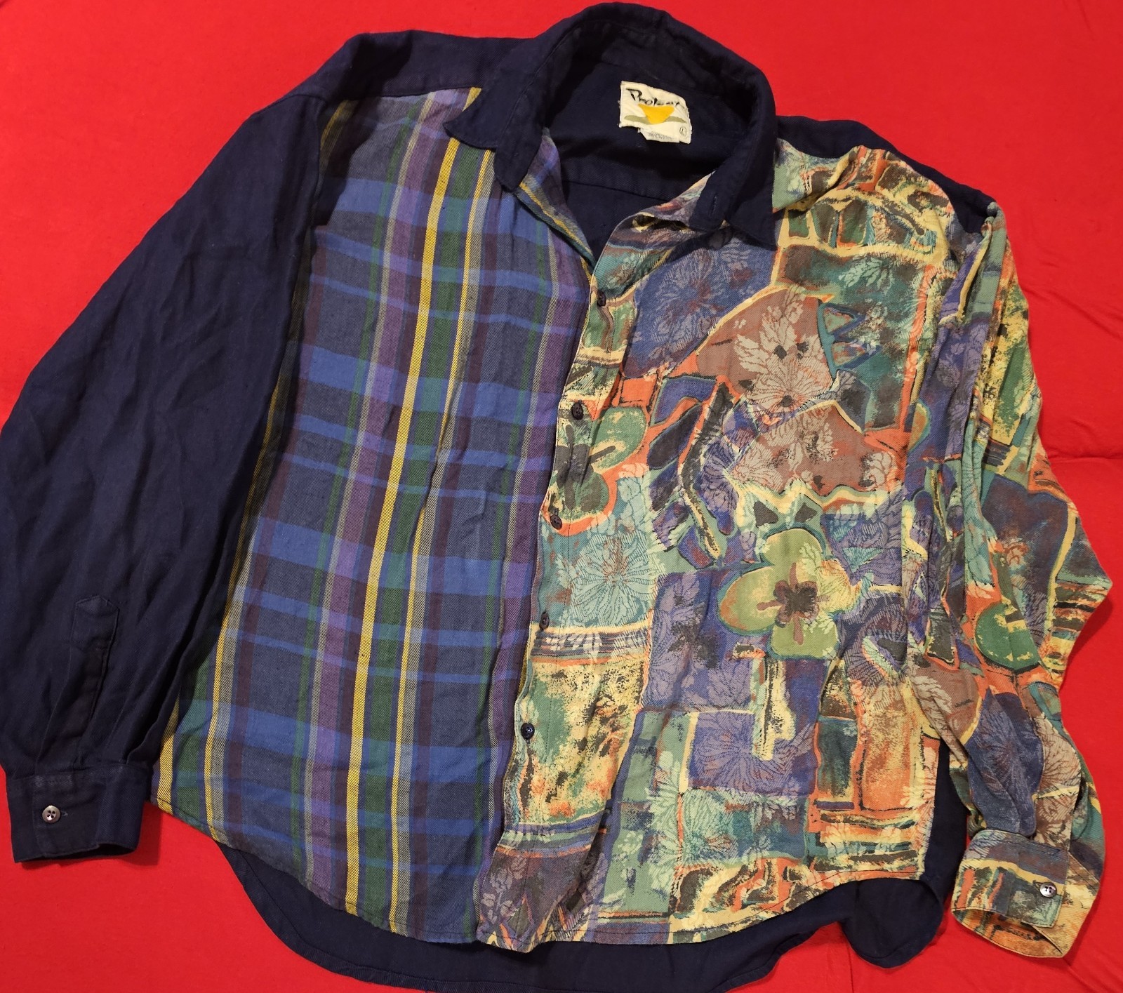 Vintage 90s Protest Patchwork Button-Up Shirt Men… - image 10
