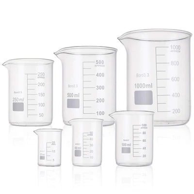 YARLUNG 6 Pack Glass Lab Pyrex Beaker Set Measuring Cup 50/100/250/500/1000 ML