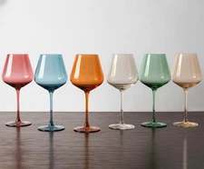 Physkoa Colored Burgendy Wine Glasses Set 6-18oz Large, MutiColor-Style2 