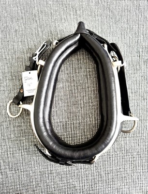 12'' schwarzes Leder Fahrpferd Halsband Set - mit Hames & Lederspurenträgern