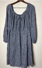 New Old Navy Mini Swing Dress 4X Blue Floral Bloomcore Cottagecore Peasant Boho