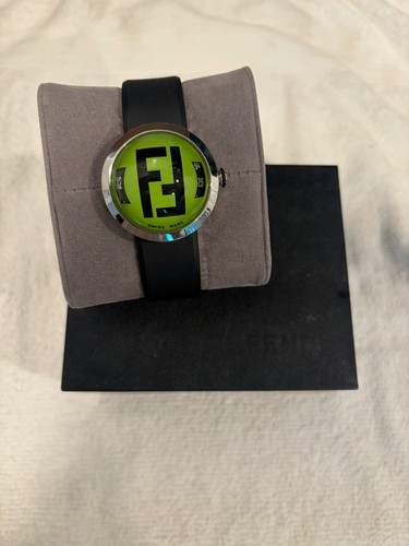 Fendi Bubble Watch 8010L Aqua Face With Rubber Black Strap - Used