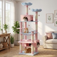 Flower Cat Tree, 72 In,Tall Cat Tree with 2 Condos Large Indoor Cats - Blue