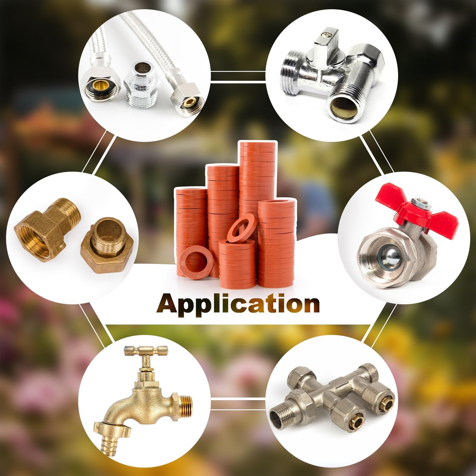 RAINFLOW Garden Hose Rubber Washers-80 PCS Red Washer,Heavy Duty Rubber Gasket