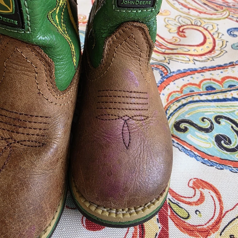 Botas de Vaquero John Deere Infant 7M Cuero Marrón Verde Western Kids Foto 2 de 4