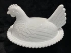 Vintage Indiana White Milk Glass Hen On A Nest Covered Candy Dish 7" Chicken