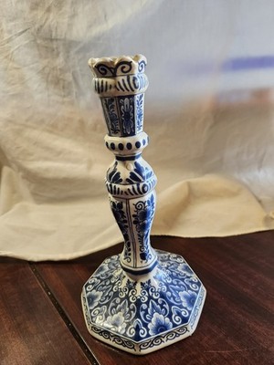 Delftware 829 Rare 10'' Candlestick Blue/white Made in Holland OUD