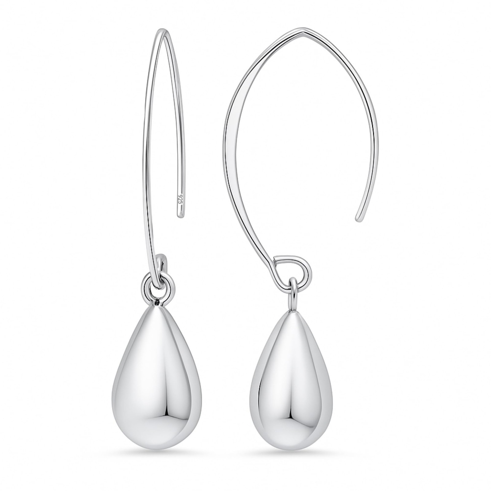MAX+STONE 925 Silver 40MM Hypoallergenic Tear Drop Hook Dangle Earrings for Women