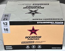 Rockstar Punched Strawberry Peach Energy Drink 12-pack 16oz 240mg Caffeine Rockstar Punched Strawberry Peach Energy Drink 12-pack 16oz 240mg Caffeine