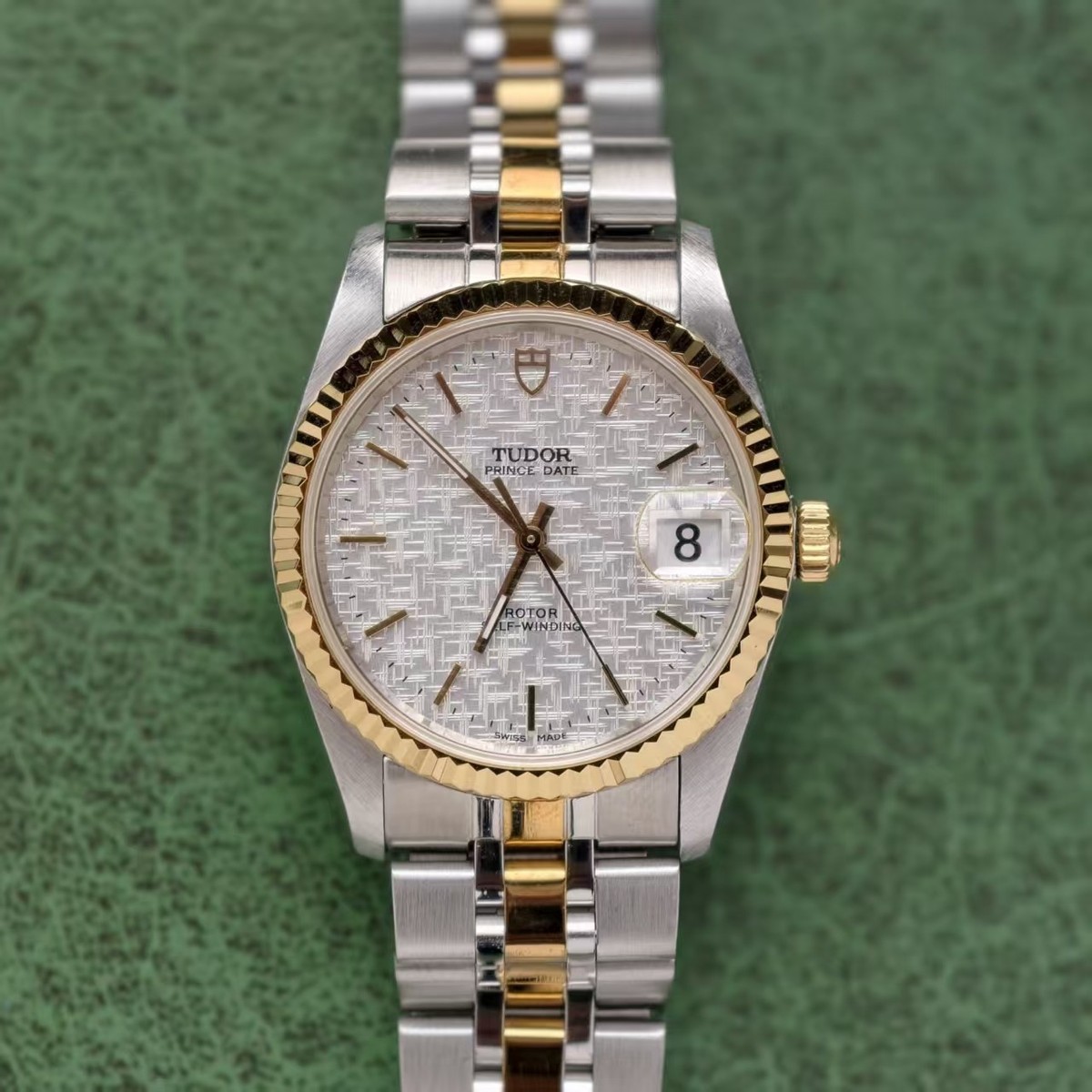 Tudor White Linen Dial Prince Date 74033 Men's Watch Automatic