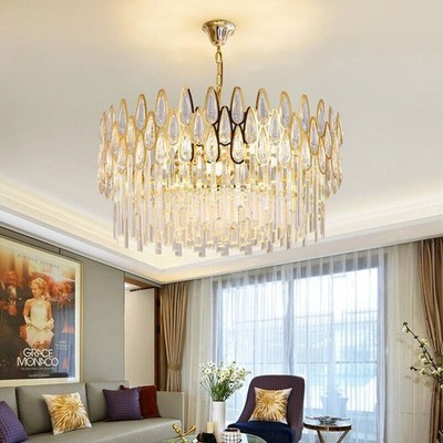 Large Chandelier Lighting Crystal Lamp Bar Restaurant Gold Big Lights Fixture