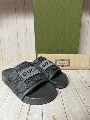 Gucci Ripstop GG Monogram Slide Sandals Grey/Black Sz 6G / 6.5US Gucci Gray Sandals for Men for sale | eBay main image 4