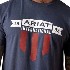 Ariat USA Banner Shield T Shirt Mens 2XL Navy Heather Short Sleeve