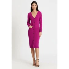 DIANE VON FURSTENBERG Cashmere Cardigan Dress Womens Small Fuchsia Duster Luxe