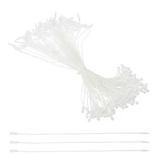 100 Pcs Polyester Hang Tag String, 8 Inch White Snap Lock Pins Loop Price Tag