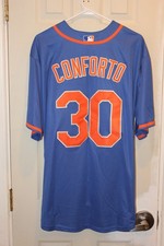 blue New York Mets Michael Conforto (30) stitched button-down Majestic COOL BASE
