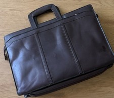 Vintage Brown Leather Attache Briefcase Document Portfolio Case Business Bag
