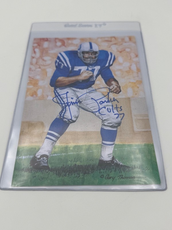 JIM PARKER Signed Goal Line Art Card-HALL OF FAME-BALTIMORE COLTS Beckett COA