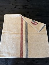 Pottery Barn Patriotic Striped USA Flag Neutral Red Blue Pillow Cover 22x22 Read