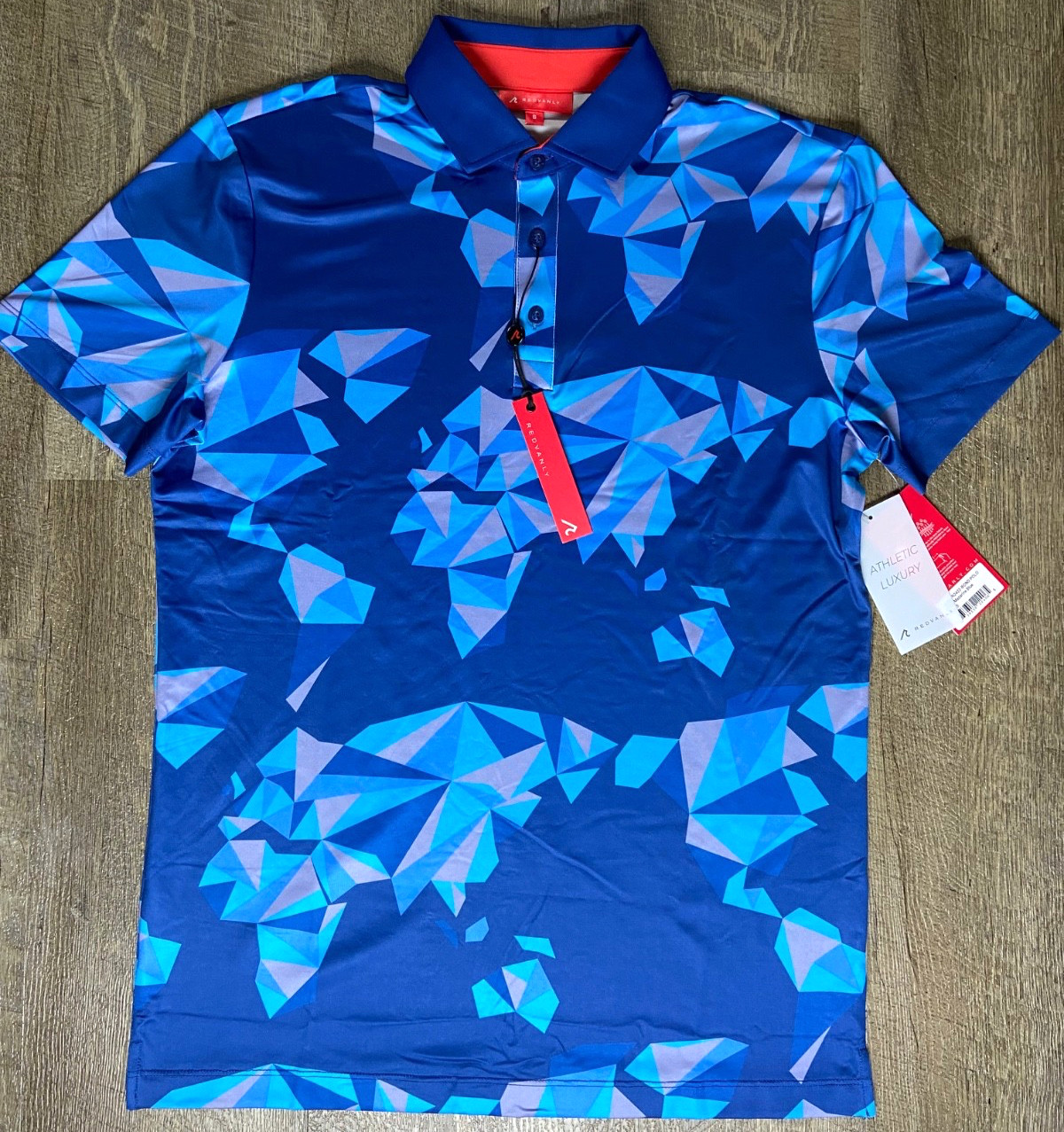 Redvanly Bond Mens Golf Polo Shirt Mazarine Blue Diamonds Size Small - R2422