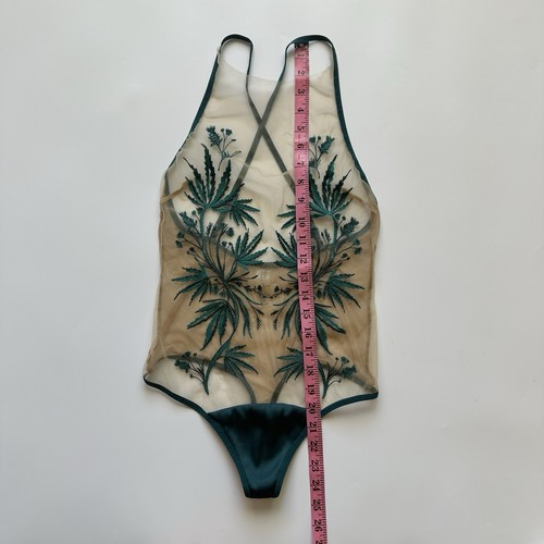 Thistle and Spire Haze Green Leaf Mesh Bodysuit US Size M EUC - Picture 6 of 11
